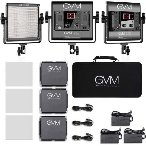  [아마존 핫딜] GVM Great Video Maker GVM 560 LED Video Light, Dimmable Bi-Color, 3 Packs Photography Lighting with APP Intelligent Control System, Lighting for YouTube Studio Outdoor, Video Lighting Kit, 2300K-6800K,