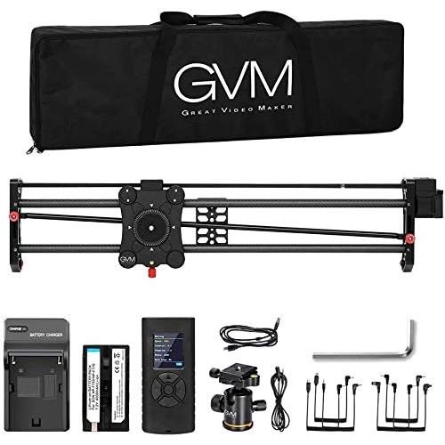  GVM Great Video Maker GVM Motorized Camera Slider, 31 Carbon Fiber Dolly Rail Camera Slider with Time-Lapse Photography, Tracking Shooting and 120 Degree Panoramic Shooting for Most Cameras, with Remote