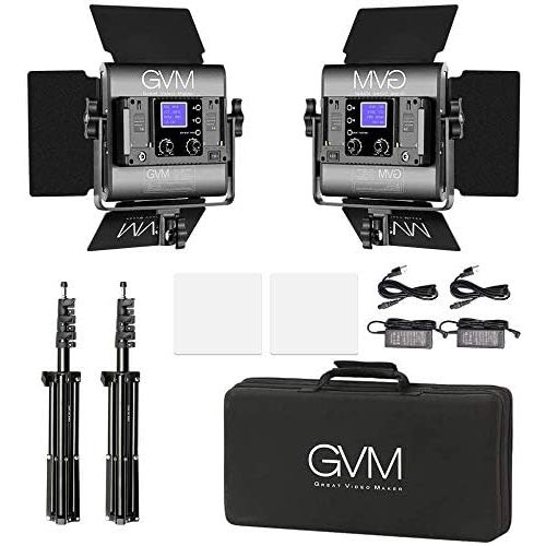  [아마존베스트]GVM Great Video Maker GVM RGB Led Video Light, 2PCS Video Lighting Kit with APP Control, 40W Photography Lighting Led Panel Light with 8 Kinds of The Scene Lights for Studio YouTube, 3200K-5600K, CRI 97