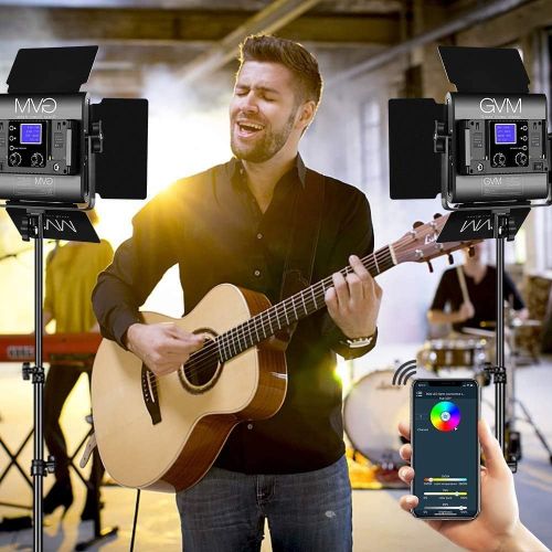  [아마존베스트]GVM Great Video Maker GVM RGB Led Video Light, 2PCS Video Lighting Kit with APP Control, 40W Photography Lighting Led Panel Light with 8 Kinds of The Scene Lights for Studio YouTube, 3200K-5600K, CRI 97