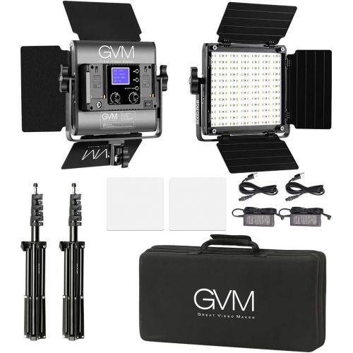 [아마존베스트]GVM Great Video Maker GVM RGB Led Video Light, 2PCS Video Lighting Kit with APP Control, 40W Photography Lighting Led Panel Light with 8 Kinds of The Scene Lights for Studio YouTube, 3200K-5600K, CRI 97