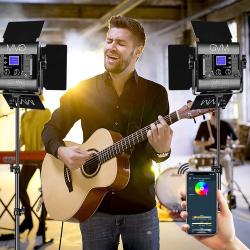  [아마존베스트]GVM Great Video Maker GVM RGB Led Video Light, 2PCS Video Lighting Kit with APP Control, 40W Photography Lighting Led Panel Light with 8 Kinds of The Scene Lights for Studio YouTube, 3200K-5600K, CRI 97