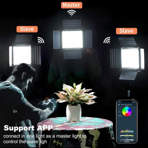  [아마존베스트]GVM Great Video Maker GVM RGB Led Video Light, 2PCS Video Lighting Kit with APP Control, 40W Photography Lighting Led Panel Light with 8 Kinds of The Scene Lights for Studio YouTube, 3200K-5600K, CRI 97