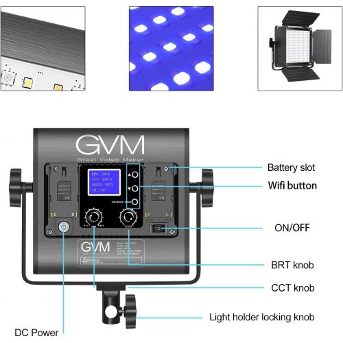  [아마존베스트]GVM Great Video Maker GVM RGB Led Video Light, 2PCS Video Lighting Kit with APP Control, 40W Photography Lighting Led Panel Light with 8 Kinds of The Scene Lights for Studio YouTube, 3200K-5600K, CRI 97