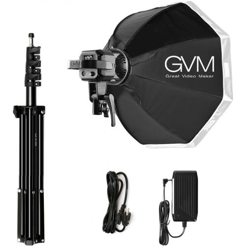  [아마존베스트]GVM Great Video Maker GVM 80W LED Video Light, Photography Studio Lighting Kit, Softbox Lighting Kit with Bowens Mount, Tripod Stand, 22 inches Softbox, CRI97+ 5600K Continuous Output Lighting for YouTu