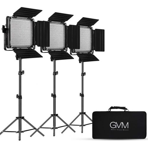  [아마존베스트]GVM Great Video Maker GVM 3 Pack LED Video Lighting Kits with APP Control, Bi-Color Variable 2300K~6800K with Digital Display Brightness of 10~100% for Video Photography, CRI97+ TLCI97 Led Video Light P