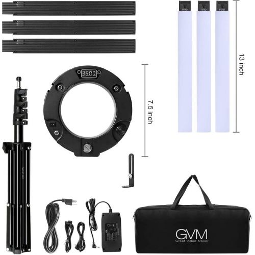  [아마존베스트]GVM Great Video Maker GVM 600S LED Ring Light, 90W Dimmable Led Video Light Kit with Detachable Light Bars, Photography Lighting Led Video Lighting Kit for Live Broadcast, YouTube, CRI 97+ 3200K-5600K