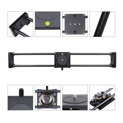  GVM Great Video Maker GVM Camera Mini Portable Track Dolly Slider for Photographing and Shooting Photographic Lighting, Black (FL-60)