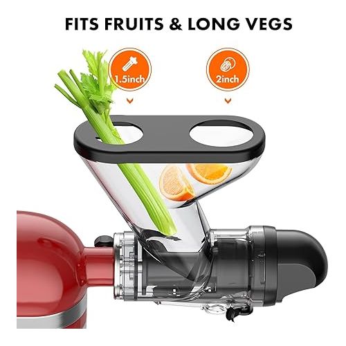  Gvode Masticating Juicer Attachment for KitchenAid Stand Mixer, Cold Press Juicer Machine, Slow Masticating Juicer Attachment with Dual Feed Chute, As kitchen Aid Slow Juicer Attachment