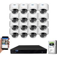 GW Security 16 Channel 4K NVR 5MP Outdoor Indoor Security Camera System - 16 x Dome 5MP 1920P Weatherproof 2.8-12mm Varifocal Zoom Microphone AI Human Detection IP PoE Cameras, 4TB Hard Drive