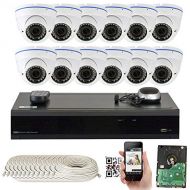 GW Security Inc GW Security 5.0 Megapixel 1920p/1536p/1080p 16 Channel NVR Network Security Waterproof 12 Dome Camera System with 2.8 - 12mm Varifocal Zoom