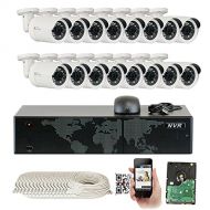 GW Security Inc GW Security 16 Channel 4K NVR 1920P IP Camera Network POE Video Security System - 16 x 5MP (2592 x 1920) Waterproof Bullet Cameras, Quick QR Code Easy Setup, Pre-Installed 4TB Hard