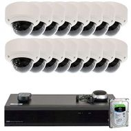 GW Security Inc GW Security High Definition 32 Channel 4K NVR IP PoE Video Surveillance System with (16) 5 Megapixel 2.8~12mm Microphone Dome Security Camera 6TB HD (No Ethernet Network Cable)