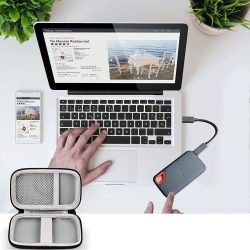  [아마존베스트]GWCASE Hard Case Compatible with SanDisk 500GB/ 1TB/ 2TB Extreme Portable SSD - Up to 1050MB/s - USB-C, USB 3.2 Gen 2 - External Solid State Drive. Carrying Travel Holder for USB Cables.