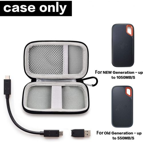  [아마존베스트]GWCASE Hard Case Compatible with SanDisk 500GB/ 1TB/ 2TB Extreme Portable SSD - Up to 1050MB/s - USB-C, USB 3.2 Gen 2 - External Solid State Drive. Carrying Travel Holder for USB Cables.