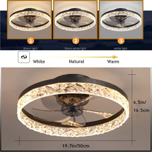  GWDZ Ceiling Fan with Lights Remote Control,20 LED Ceiling Fans 3 Color 3 Speeds Semi Flush Mount Low Profile Timing 30W Modern for Living Room Bedroom,Black