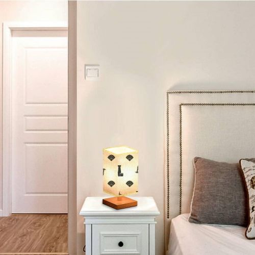  GWFERC Adjustable LED Lighting Square Solid Wooden Base Bedside Table Lamp Set Japanese Ninja Shuriken Traditional Japanese Tea Ceremony and Flaxen Fabric Lampshade for Kids Room Bedroom