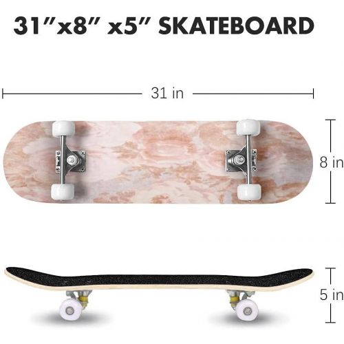  GWFERC Chrysanthemum Skateboard 31x8 Double-Warped Skateboards Outdoor Street Sports Skateboard for Beginners Professionals Cool Adult Teen Gifts