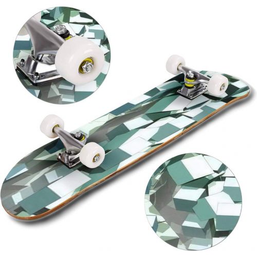  GWFERC Three Dimensional Abstract Background Skateboard 31x8 Double-Warped Skateboards Outdoor Street Sports Skateboard for Beginners Professionals Cool Adult Teen Gifts