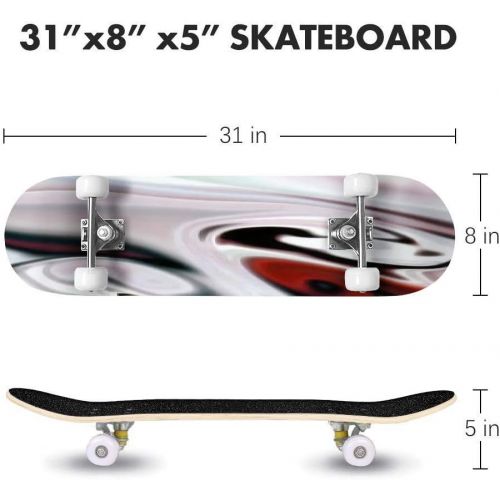  GWFERC Smoky Colors Fluid Shapes 3D Illustration Design Colorful Texture Skateboard 31x8 Double-Warped Skateboards Outdoor Street Sports Skateboard for Beginners Professionals Cool Adult