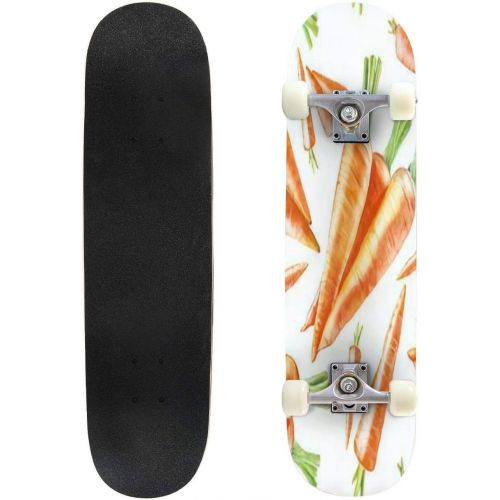  GWFERC Carrots and Cucumber Skateboard 31x8 Double-Warped Skateboards Outdoor Street Sports Skateboard for Beginners Professionals Cool Adult Teen Gifts