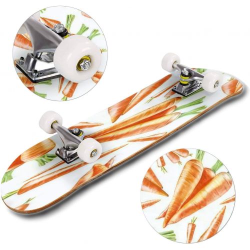  GWFERC Carrots and Cucumber Skateboard 31x8 Double-Warped Skateboards Outdoor Street Sports Skateboard for Beginners Professionals Cool Adult Teen Gifts