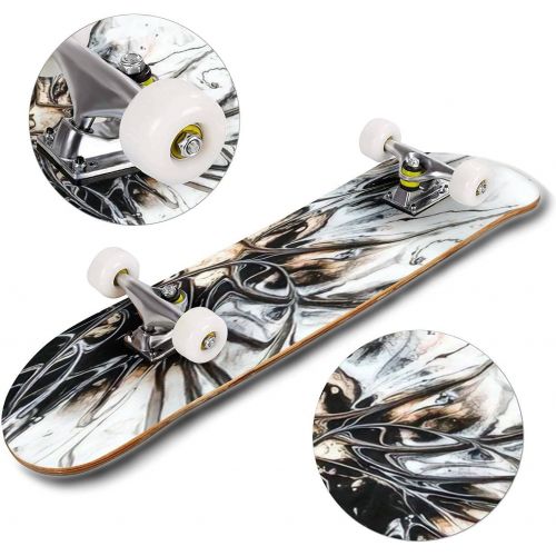  GWFERC Luxury Abstract Fluid Art Painting Background Alcohol Ink Technique Skateboard 31x8 Double-Warped Skateboards Outdoor Street Sports Skateboard for Beginners Professionals Cool Adul