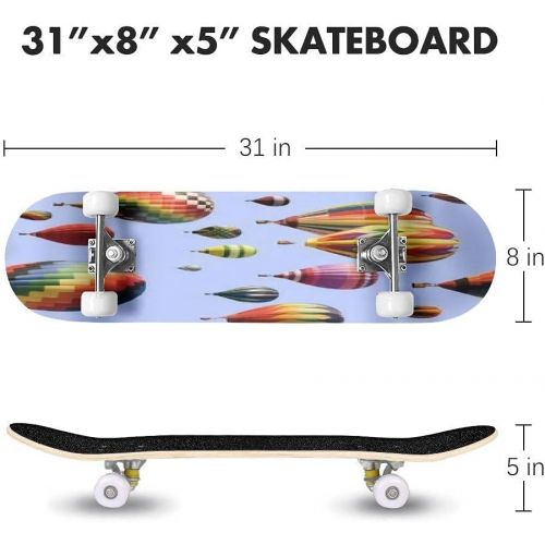  GWFERC Creative Surreal Background a Cup of Coffee Flying in a hot air Skateboard 31x8 Double-Warped Skateboards Outdoor Street Sports Skateboard for Beginners Professionals Cool Adult Te