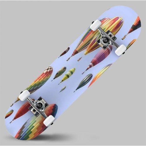  GWFERC Creative Surreal Background a Cup of Coffee Flying in a hot air Skateboard 31x8 Double-Warped Skateboards Outdoor Street Sports Skateboard for Beginners Professionals Cool Adult Te