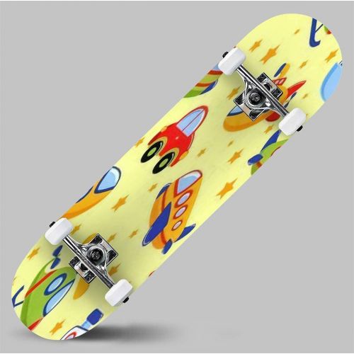  GWFERC Seamless dots Doodle Rhombus Colorful Pattern Skateboard 31x8 Double-Warped Skateboards Outdoor Street Sports Skateboard for Beginners Professionals Cool Adult Teen Gifts