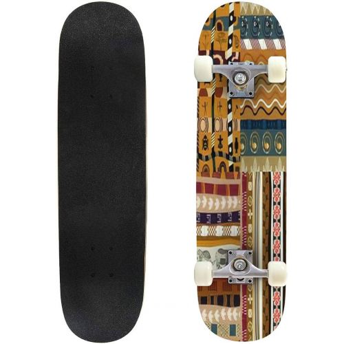  GWFERC Indian Seamless Patterns Skateboard 31x8 Double-Warped Skateboards Outdoor Street Sports Skateboard for Beginners Professionals Cool Adult Teen Gifts