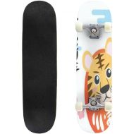 GWFERC Seamless Pattern with Tigers Isolated on The Floral Background Skateboard 31x8 Double-Warped Skateboards Outdoor Street Sports Skateboard for Beginners Professionals Cool Adult Tee