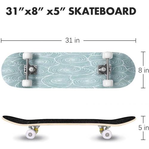  GWFERC Black and White Seamless Pattern for Coloring Book Sea Shells Skateboard 31x8 Double-Warped Skateboards Outdoor Street Sports Skateboard for Beginners Professionals Cool Adult Teen