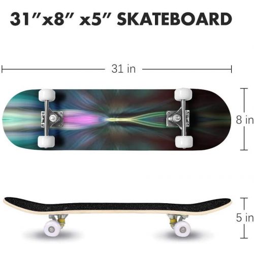  GWFERC Colorful Abstract Background Graphic Modern Art Fractal Artwork Skateboard 31x8 Double-Warped Skateboards Outdoor Street Sports Skateboard for Beginners Professionals Cool Adult Te