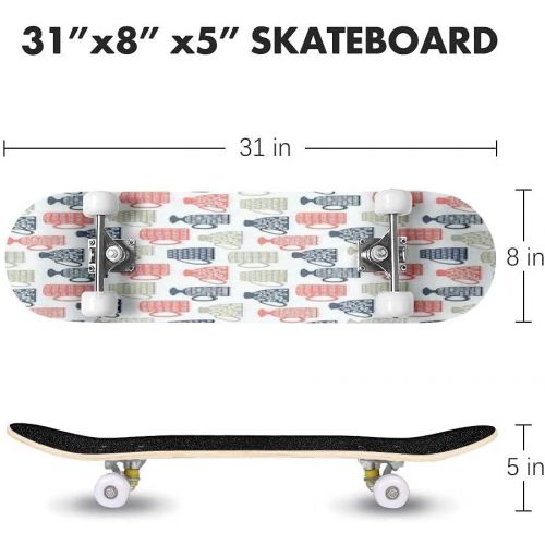  GWFERC Cup Seamless Pattern Skateboard 31x8 Double-Warped Skateboards Outdoor Street Sports Skateboard for Beginners Professionals Cool Adult Teen Gifts