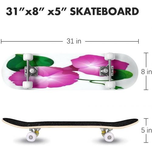  GWFERC Digital Painting of Blue Morning Glory Flowers Surrounded by Vines Skateboard 31x8 Double-Warped Skateboards Outdoor Street Sports Skateboard for Beginners Professionals Cool Adult