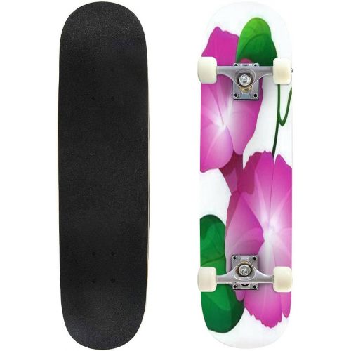  GWFERC Digital Painting of Blue Morning Glory Flowers Surrounded by Vines Skateboard 31x8 Double-Warped Skateboards Outdoor Street Sports Skateboard for Beginners Professionals Cool Adult