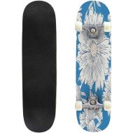 GWFERC Daisies on Dark Background Seamless Print with Small Flowers Vintage Skateboard 31x8 Double-Warped Skateboards Outdoor Street Sports Skateboard for Beginners Professionals Cool Adu