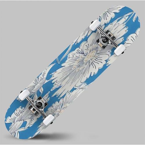  GWFERC Daisies on Dark Background Seamless Print with Small Flowers Vintage Skateboard 31x8 Double-Warped Skateboards Outdoor Street Sports Skateboard for Beginners Professionals Cool Adu