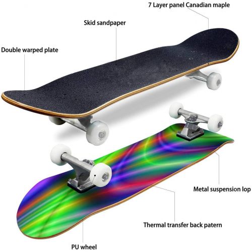  GWFERC Fractal Rendition of Colored Curves Back Ground Skateboard 31x8 Double-Warped Skateboards Outdoor Street Sports Skateboard for Beginners Professionals Cool Adult Teen Gifts