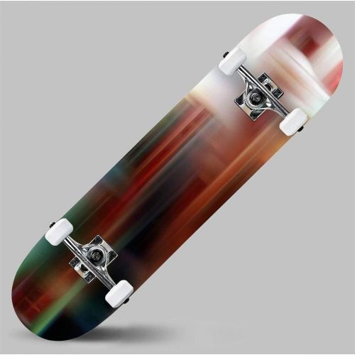  GWFERC Swirls Colors Lines in Movement Geometries Dark Colorful Background 3D Skateboard 31x8 Double-Warped Skateboards Outdoor Street Sports Skateboard for Beginners Professionals Cool A