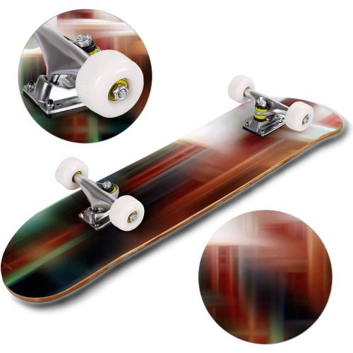  GWFERC Swirls Colors Lines in Movement Geometries Dark Colorful Background 3D Skateboard 31x8 Double-Warped Skateboards Outdoor Street Sports Skateboard for Beginners Professionals Cool A