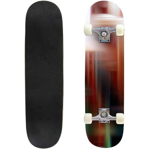  GWFERC Swirls Colors Lines in Movement Geometries Dark Colorful Background 3D Skateboard 31x8 Double-Warped Skateboards Outdoor Street Sports Skateboard for Beginners Professionals Cool A