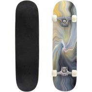 GWFERC Multi Color Wavy Swirl Twisting Spiral Motion Blur Texture Abstract Skateboard 31x8 Double-Warped Skateboards Outdoor Street Sports Skateboard for Beginners Professionals Cool Adul
