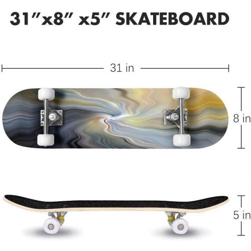  GWFERC Multi Color Wavy Swirl Twisting Spiral Motion Blur Texture Abstract Skateboard 31x8 Double-Warped Skateboards Outdoor Street Sports Skateboard for Beginners Professionals Cool Adul