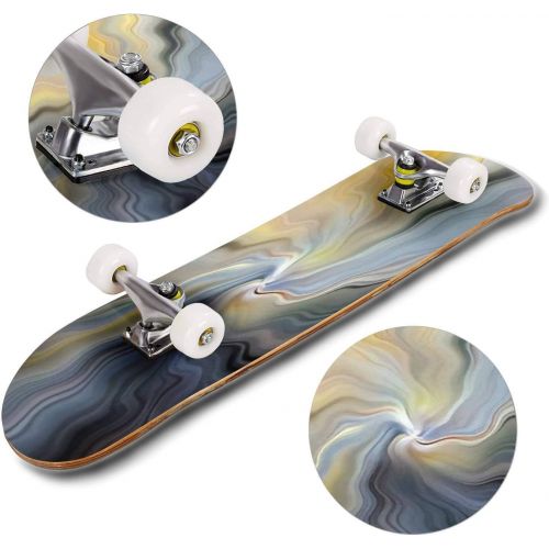  GWFERC Multi Color Wavy Swirl Twisting Spiral Motion Blur Texture Abstract Skateboard 31x8 Double-Warped Skateboards Outdoor Street Sports Skateboard for Beginners Professionals Cool Adul