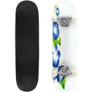 GWFERC Original Art Watercolor Painting of Morning glories Skateboard 31x8 Double-Warped Skateboards Outdoor Street Sports Skateboard for Beginners Professionals Cool Adult Teen Gifts