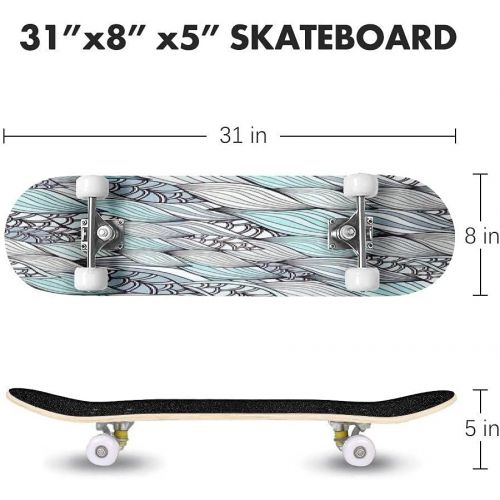  GWFERC Seamless Colorful Background Made of Shell and Conch in Flat Design Skateboard 31x8 Double-Warped Skateboards Outdoor Street Sports Skateboard for Beginners Professionals Cool Adul