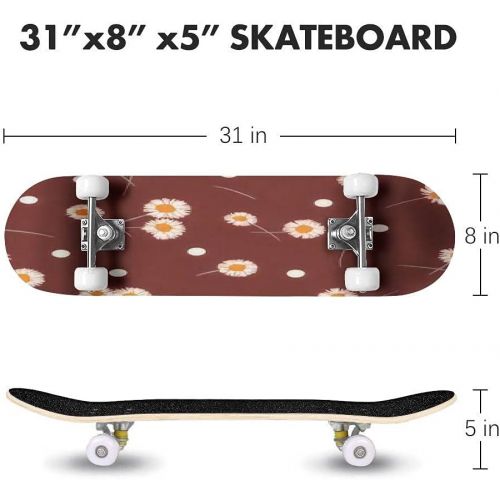  GWFERC Simple Gentle Pattern in Small Scale Flower Buds Millefleurs Liberty Skateboard 31x8 Double-Warped Skateboards Outdoor Street Sports Skateboard for Beginners Professionals Cool Adu