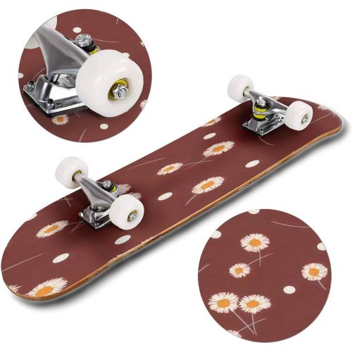  GWFERC Simple Gentle Pattern in Small Scale Flower Buds Millefleurs Liberty Skateboard 31x8 Double-Warped Skateboards Outdoor Street Sports Skateboard for Beginners Professionals Cool Adu